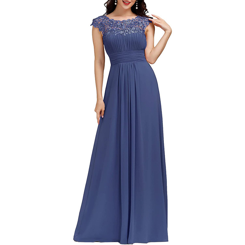 Elegant Floor Length Chiffon Empire Waist Evening Gown  Bridesmaid Long Dresses